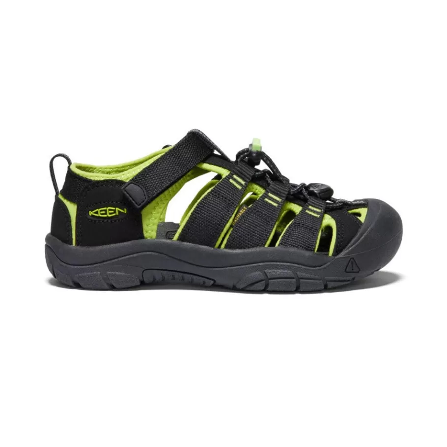 Kids KEEN Sandals-Big Kids' Newport H2 | Black/Lime Green