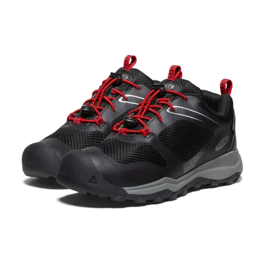 Kids KEEN Shoes-Big Kids' Wanduro Waterproof Shoe | Black/Ribbon Red