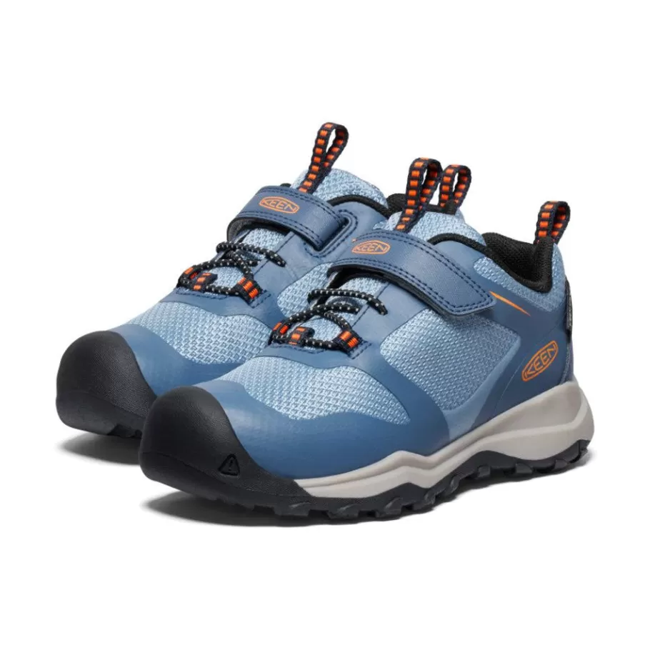 Kids KEEN Shoes-Little Kids' Wanduro Waterproof Shoe | Vintage Indigo/Scarlet Ibis