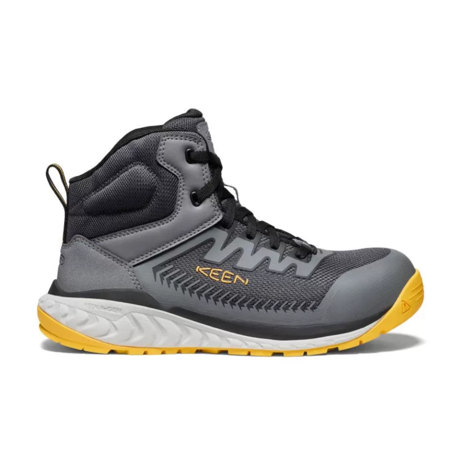 Men KEEN Work Boots & Shoes-Men'S Arvada Mid Work Sneaker (Carbon-Fiber Toe) | Black/ Yellow