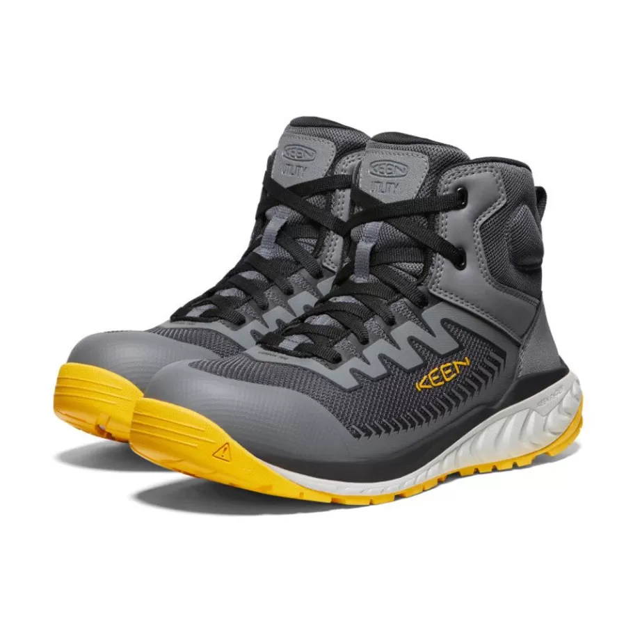 Men KEEN Work Boots & Shoes-Men'S Arvada Mid Work Sneaker (Carbon-Fiber Toe) | Black/ Yellow