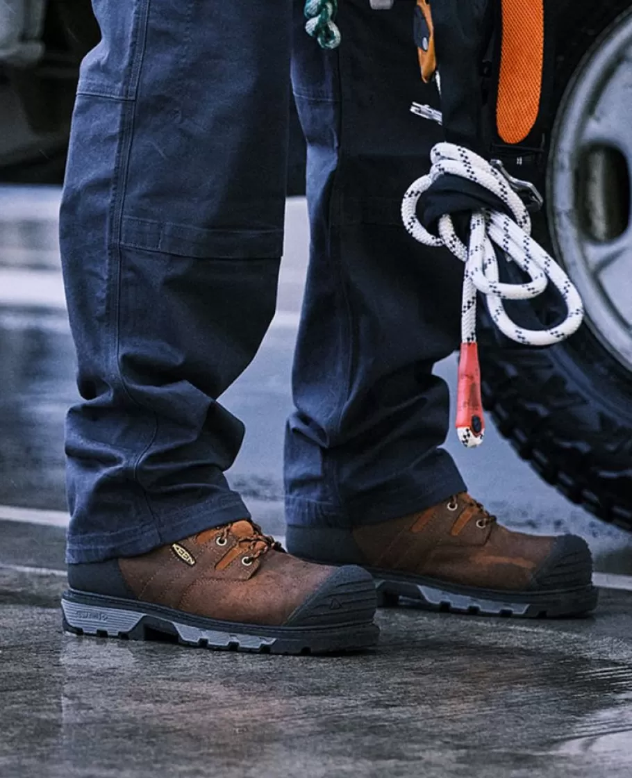 Men KEEN Work Boots & Shoes-Men'S Camden 6" Waterproof Boot Int Met (Carbon-Fiber Toe) | Leather Brown/Black