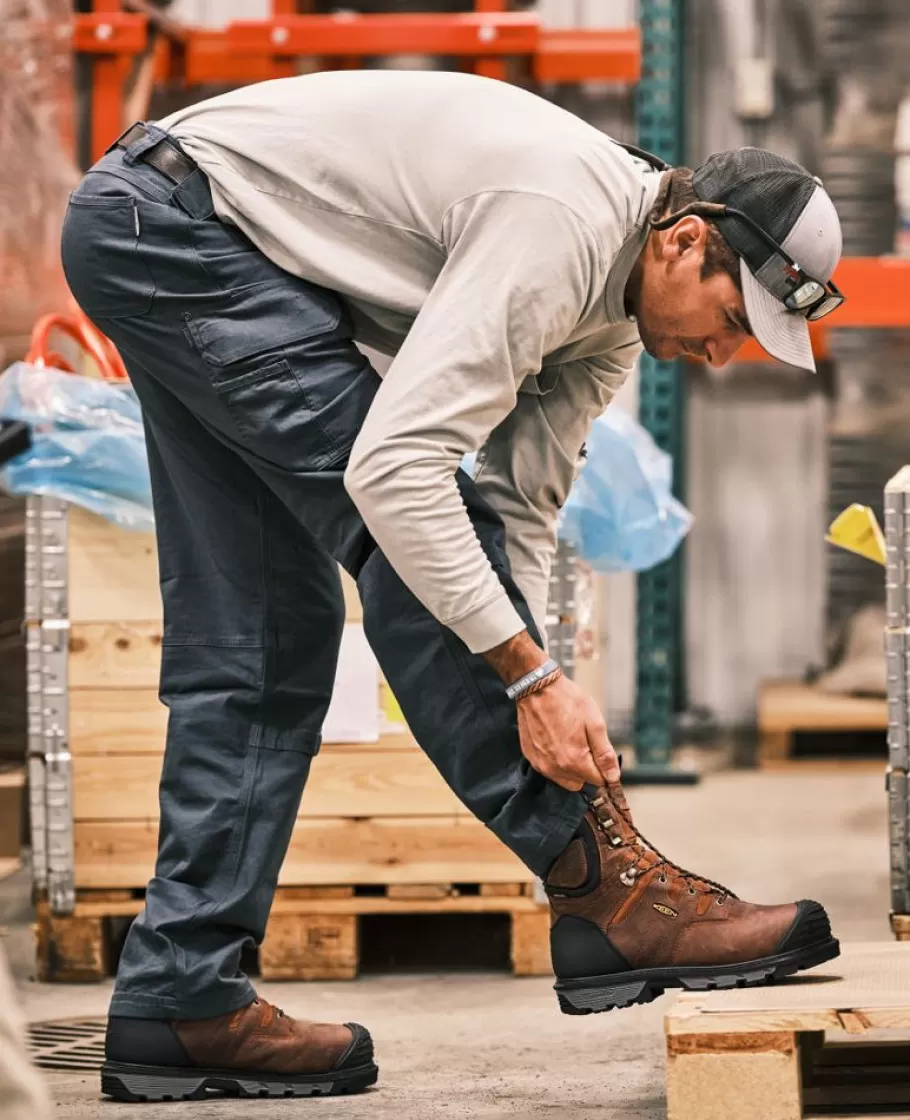 Men KEEN Work Boots & Shoes-Men'S Camden 6" Waterproof Boot Int Met (Carbon-Fiber Toe) | Leather Brown/Black