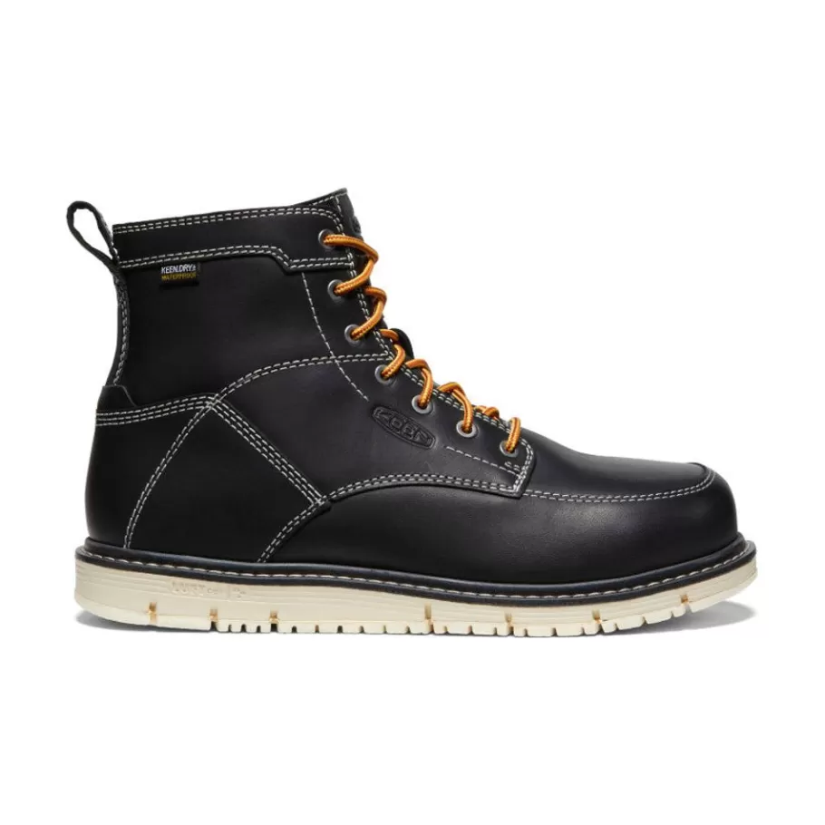 Men KEEN Work Boots & Shoes-Men'S Csa San Jose 6" Waterproof Boot (Aluminum Toe) | Black/Off White