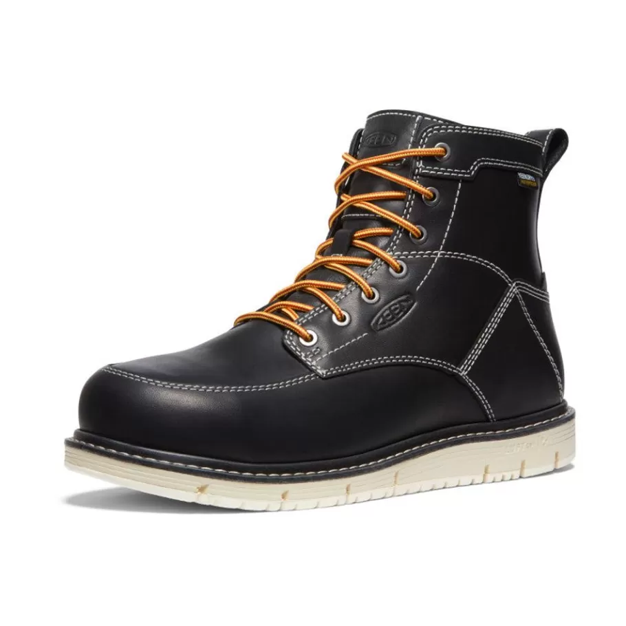 Men KEEN Work Boots & Shoes-Men'S Csa San Jose 6" Waterproof Boot (Aluminum Toe) | Black/Off White