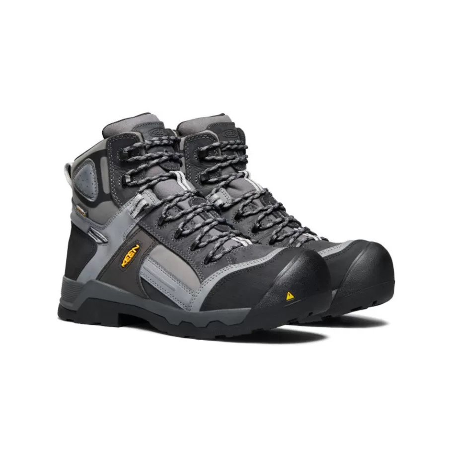 Men KEEN Work Boots & Shoes-Men'S Davenport 6" Insulated Waterproof Boot (Composite Toe) | Magnet/Steel Grey