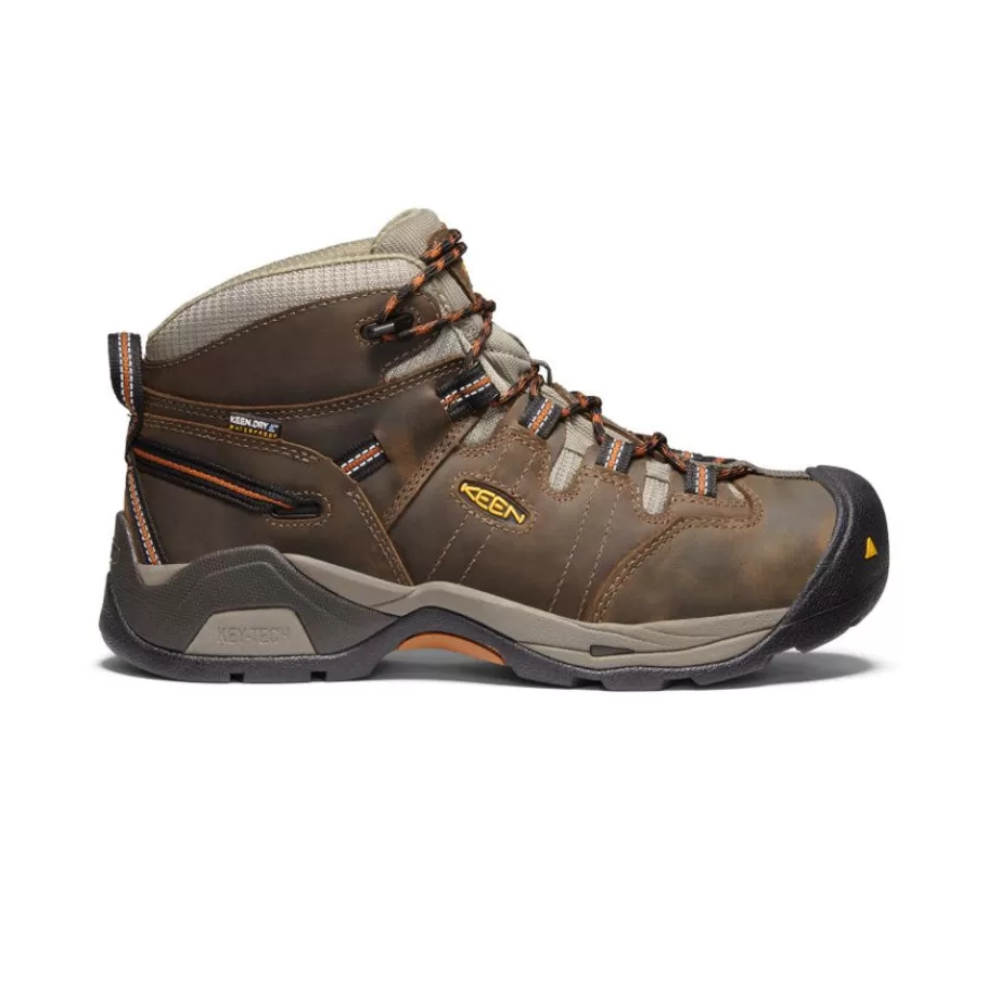 Men KEEN Work Boots & Shoes-Men'S Detroit Xt Waterproof Boot (Soft Toe) | Black Olive/Leather Brown