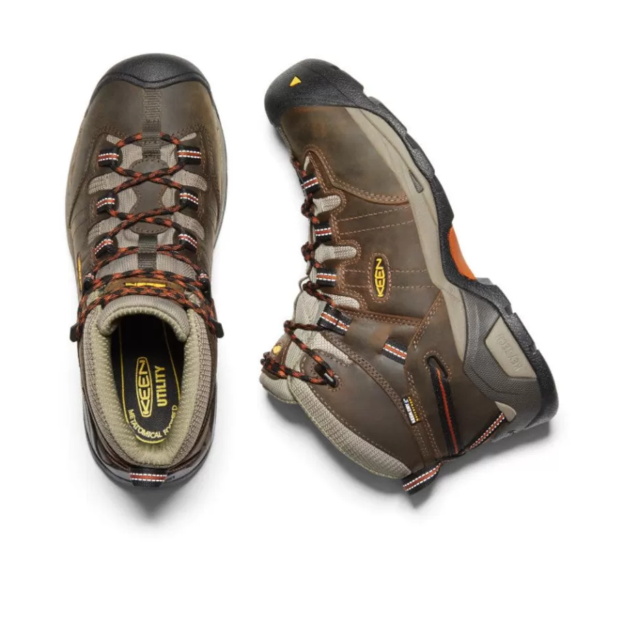 Men KEEN Work Boots & Shoes-Men'S Detroit Xt Waterproof Boot (Soft Toe) | Black Olive/Leather Brown