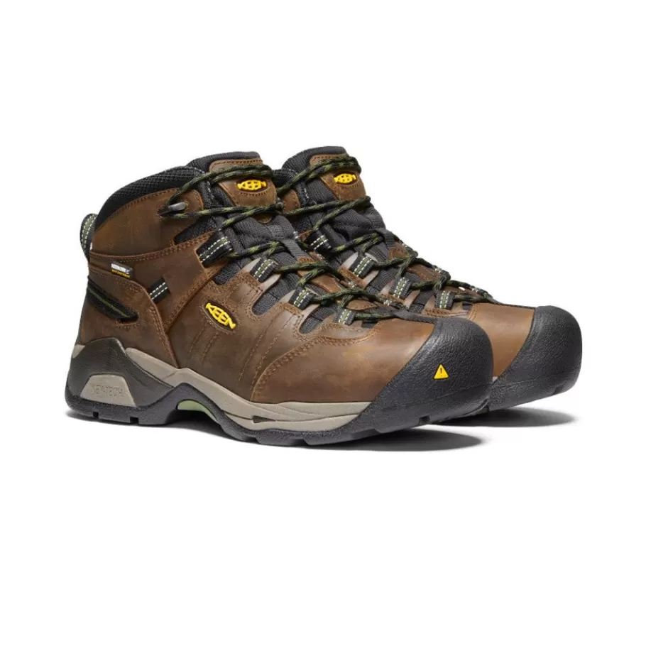 Men KEEN Work Boots & Shoes-Men'S Detroit Xt Waterproof Boot (Steel Toe) | Cascade Brown/Bronze Green