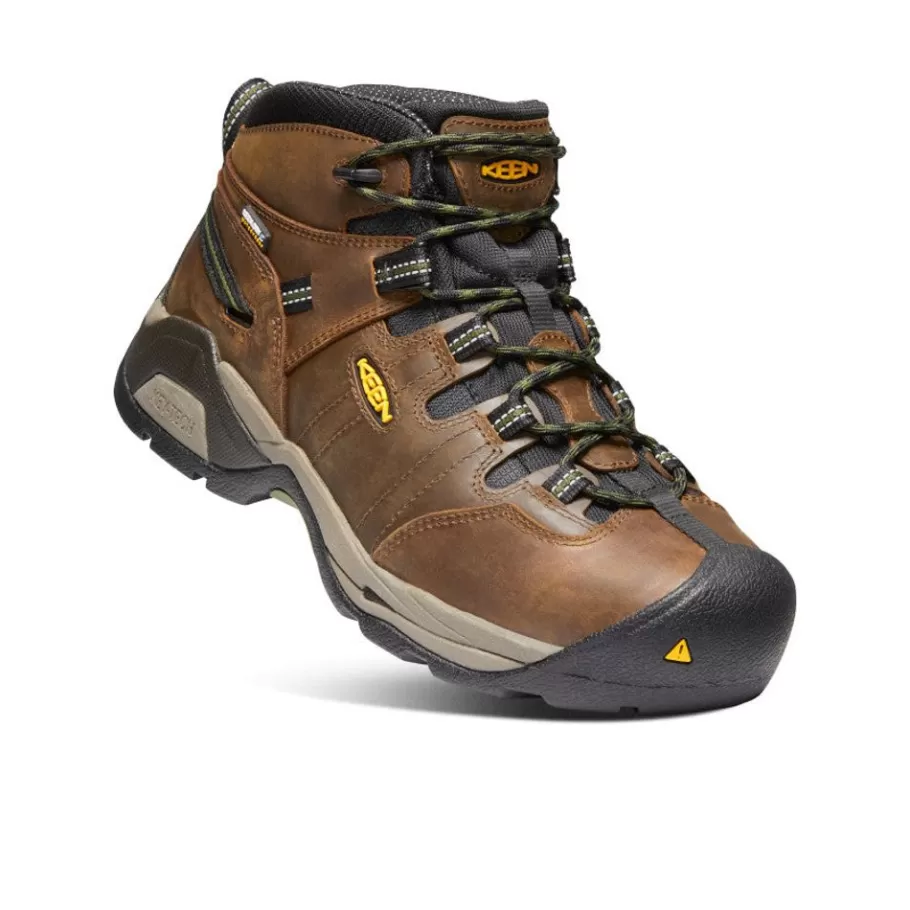 Men KEEN Work Boots & Shoes-Men'S Detroit Xt Waterproof Boot (Steel Toe) | Cascade Brown/Bronze Green