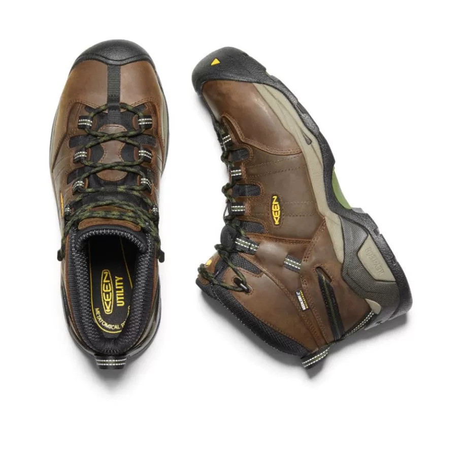 Men KEEN Work Boots & Shoes-Men'S Detroit Xt Waterproof Boot (Steel Toe) | Cascade Brown/Bronze Green