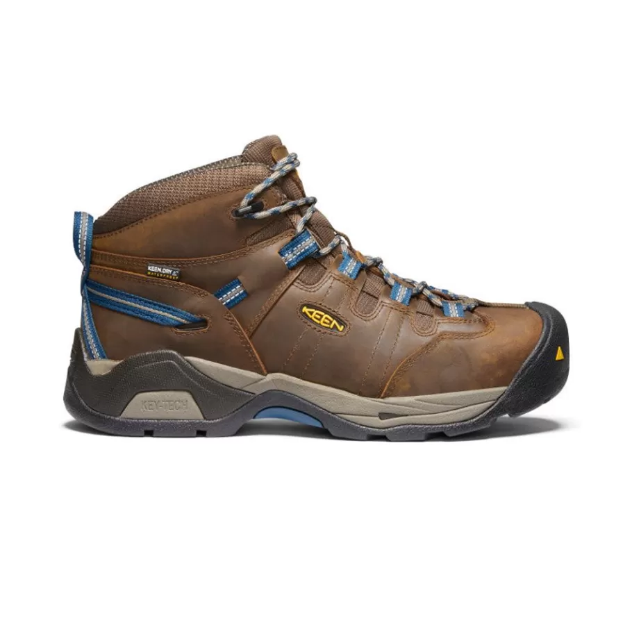 Men KEEN Work Boots & Shoes-Men'S Detroit Xt Waterproof Boot (Steel Toe) | Cascade Brown/Orion Blue