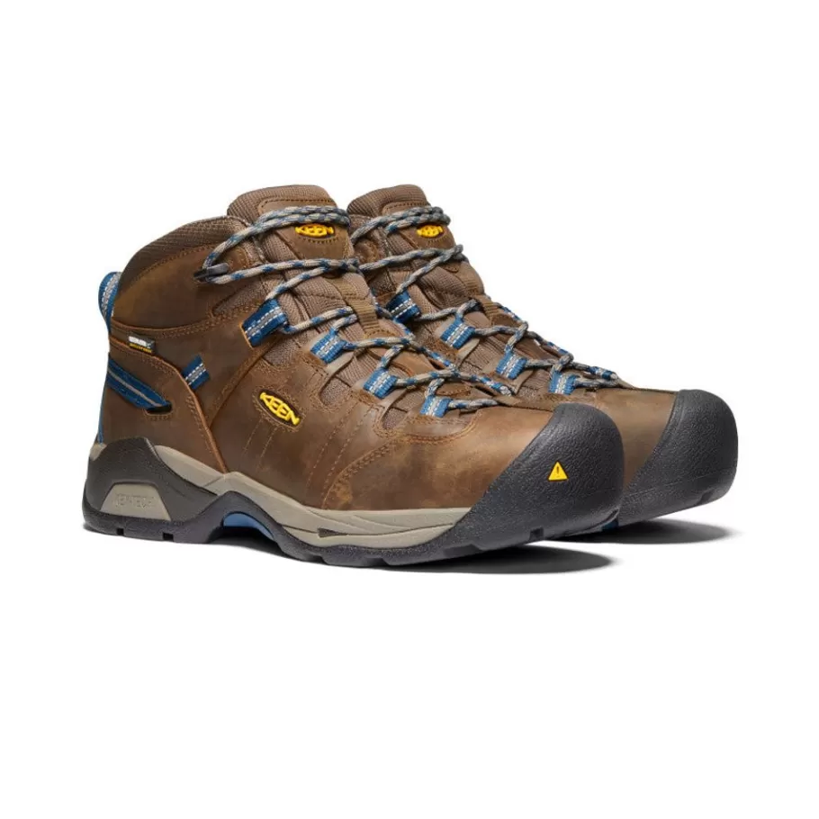 Men KEEN Work Boots & Shoes-Men'S Detroit Xt Waterproof Boot (Steel Toe) | Cascade Brown/Orion Blue