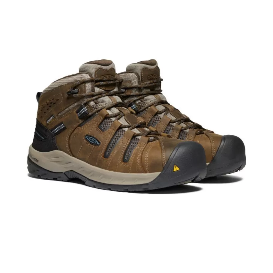 Men KEEN Work Boots & Shoes-Men'S Flint Ii Waterproof Boot (Steel Toe) | Cascade Brown/Orion Blue