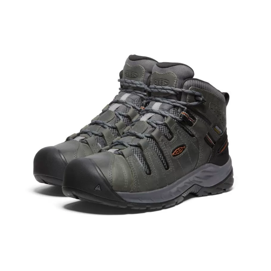 Men KEEN Work Boots & Shoes-Men'S Flint Ii Waterproof Mid (Soft Toe) | Steel Grey/Tortoise Shell