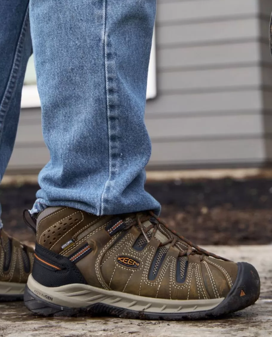Men KEEN Work Boots & Shoes-Men'S Flint Ii Waterproof Mid (Soft Toe) | Steel Grey/Tortoise Shell