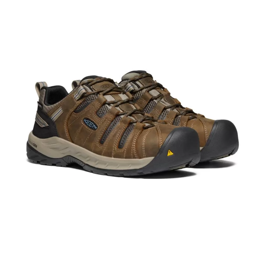 Men KEEN Work Boots & Shoes-Men'S Flint Ii Waterproof (Steel Toe) | Cascade Brown/Orion Blue