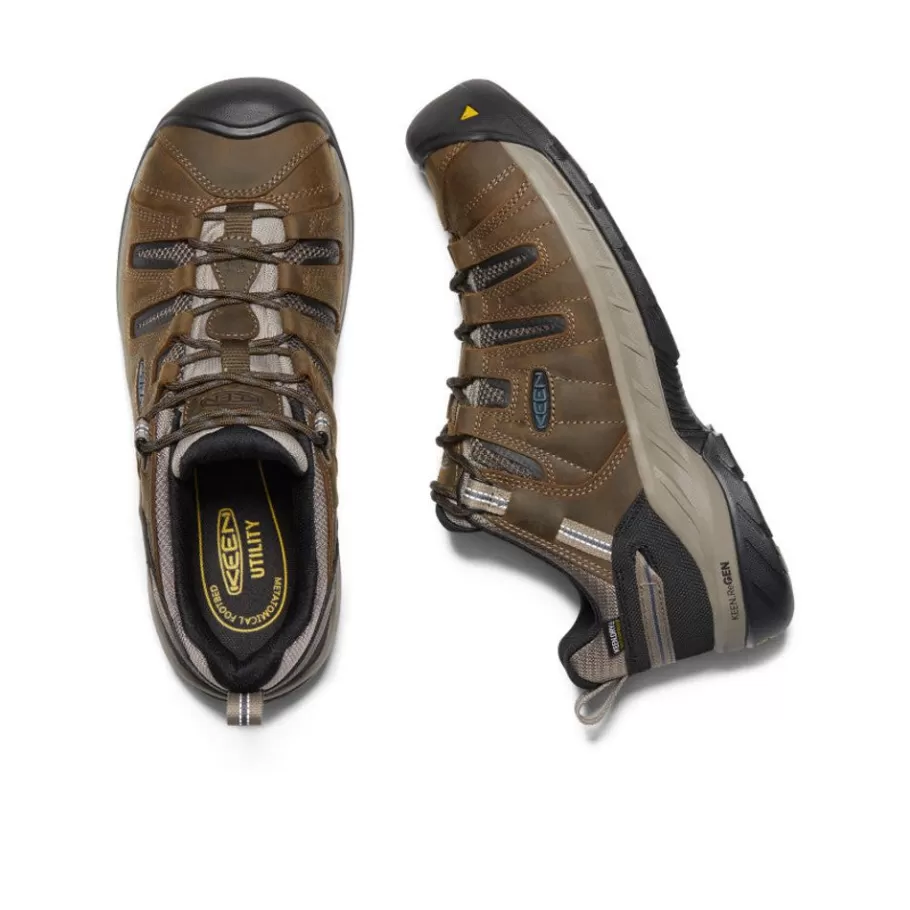Men KEEN Work Boots & Shoes-Men'S Flint Ii Waterproof (Steel Toe) | Cascade Brown/Orion Blue