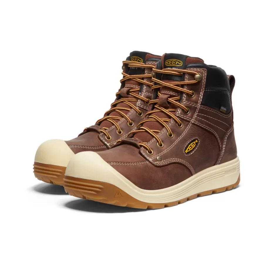 Men KEEN Work Boots & Shoes-Men'S Fort Wayne 6" Waterproof (Carbon-Fiber Toe) | Tortoise Shell/Gum
