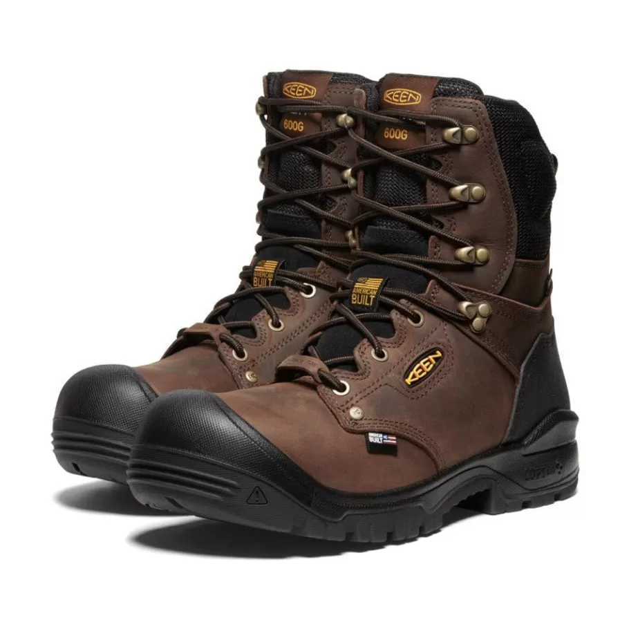 Men KEEN Work Boots & Shoes-Men'S Independence 8" Insulated Waterproof Boot (Carbon Fiber Toe) | Dark Earth/Black