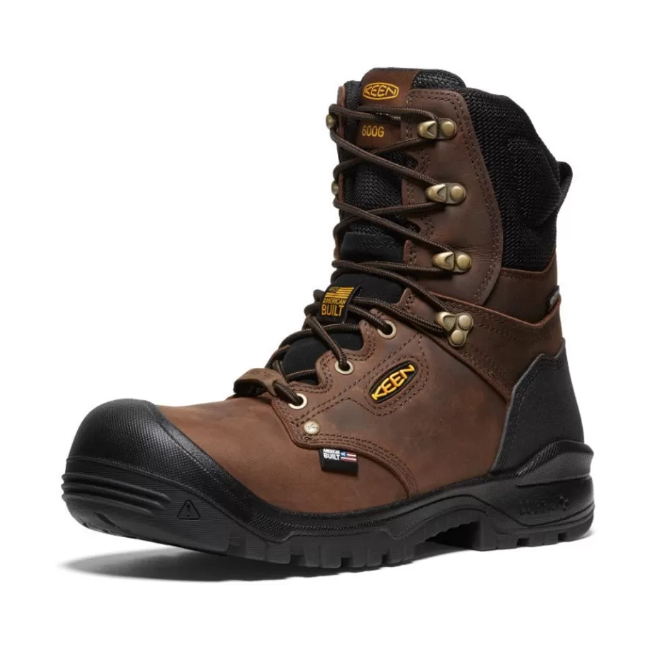 Men KEEN Work Boots & Shoes-Men'S Independence 8" Insulated Waterproof Boot (Carbon Fiber Toe) | Dark Earth/Black