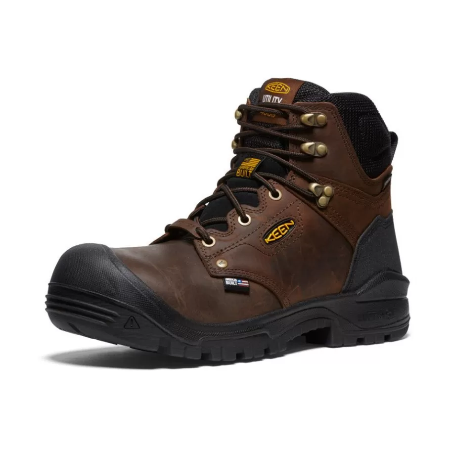 Men KEEN Work Boots & Shoes-Men'S Independence 6" Insulated Waterproof Boot (Carbon Fiber Toe) | Dark Earth/Black