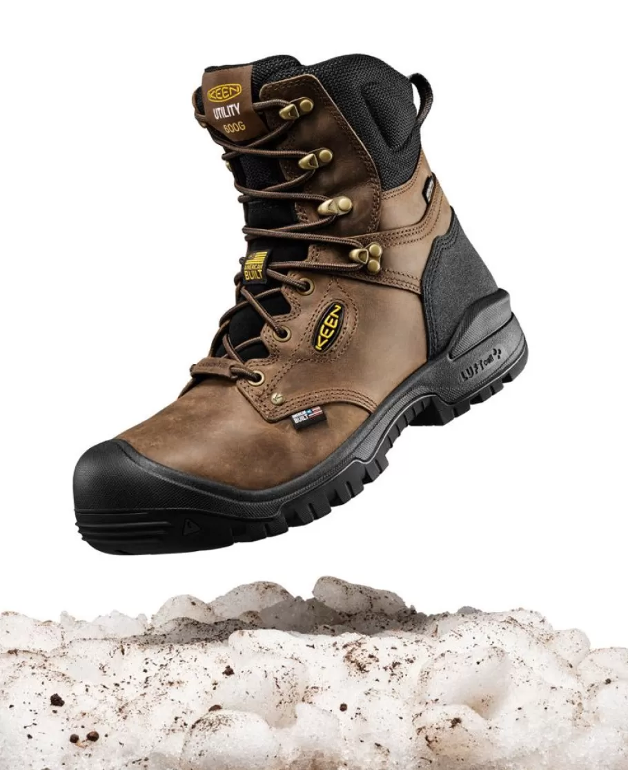 Men KEEN Work Boots & Shoes-Men'S Independence 8" Insulated Waterproof Boot (Carbon Fiber Toe) | Dark Earth/Black