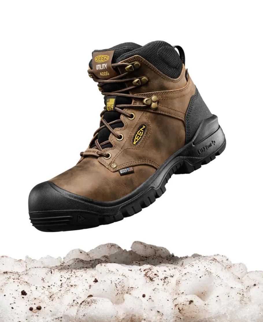 Men KEEN Work Boots & Shoes-Men'S Independence 6" Insulated Waterproof Boot (Carbon Fiber Toe) | Dark Earth/Black