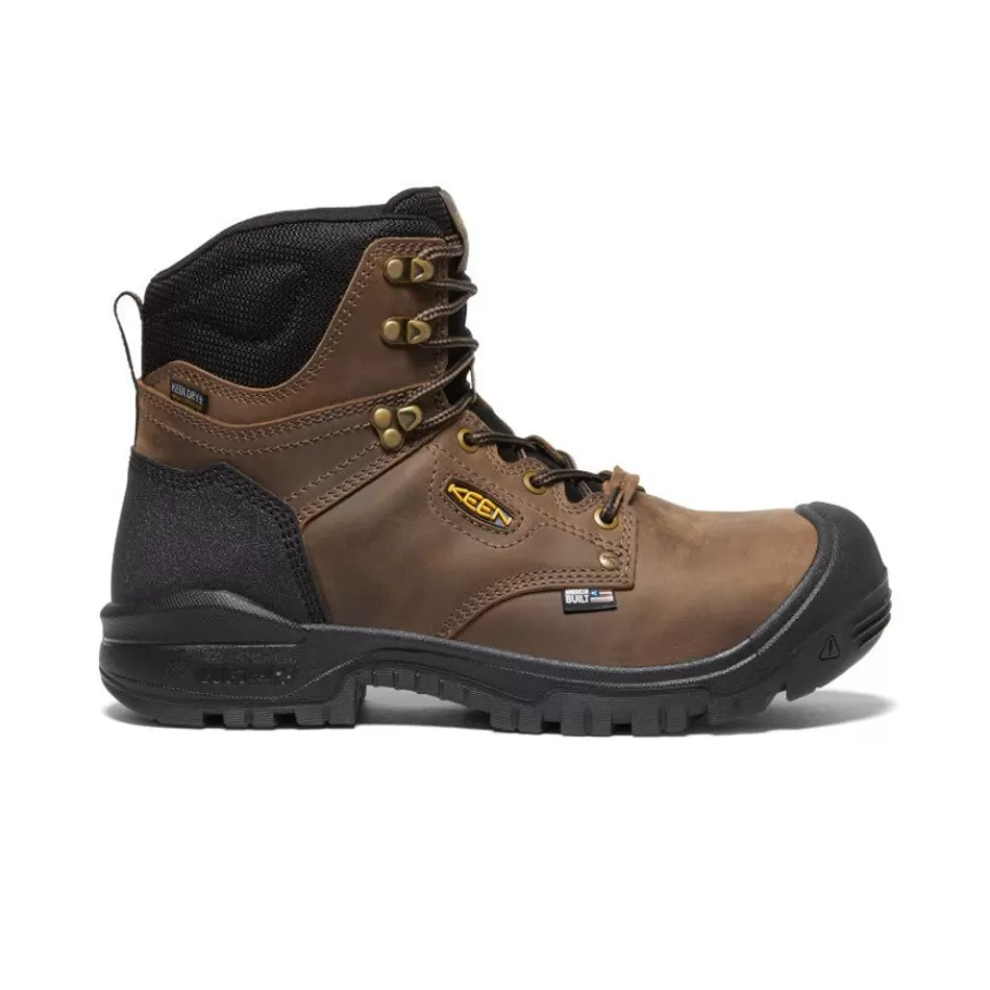 Men KEEN Work Boots & Shoes-Men'S Independence 6" Waterproof Boot (Carbon Fiber Toe) | Dark Earth/Black