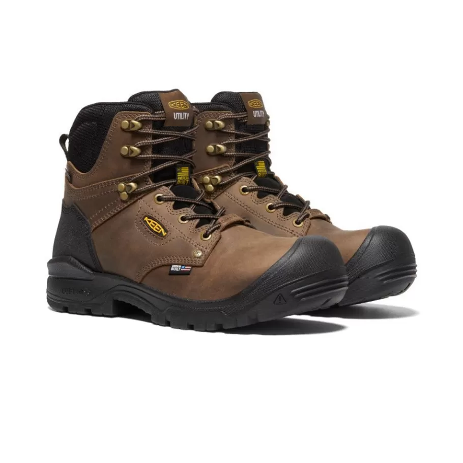 Men KEEN Work Boots & Shoes-Men'S Independence 6" Waterproof Boot (Carbon Fiber Toe) | Dark Earth/Black