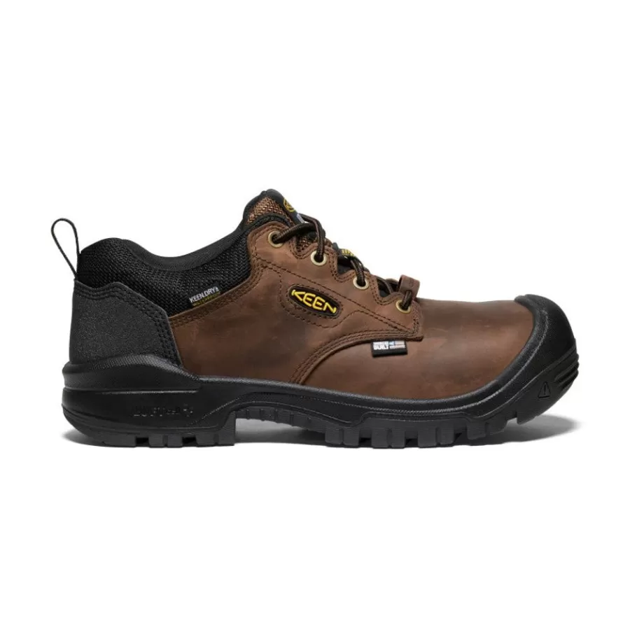 Men KEEN Work Boots & Shoes-Men'S Independence Oxford Waterproof Shoe (Carbon-Fiber Toe) | Dark Earth/Black