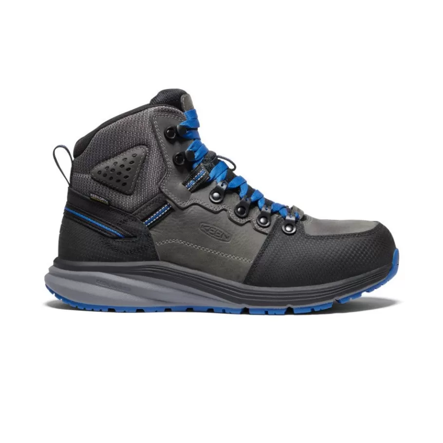 Men KEEN Work Boots & Shoes-Men'S Red Hook Waterproof Boot (Carbon-Fiber Toe) | Steel Grey/Bright Cobalt