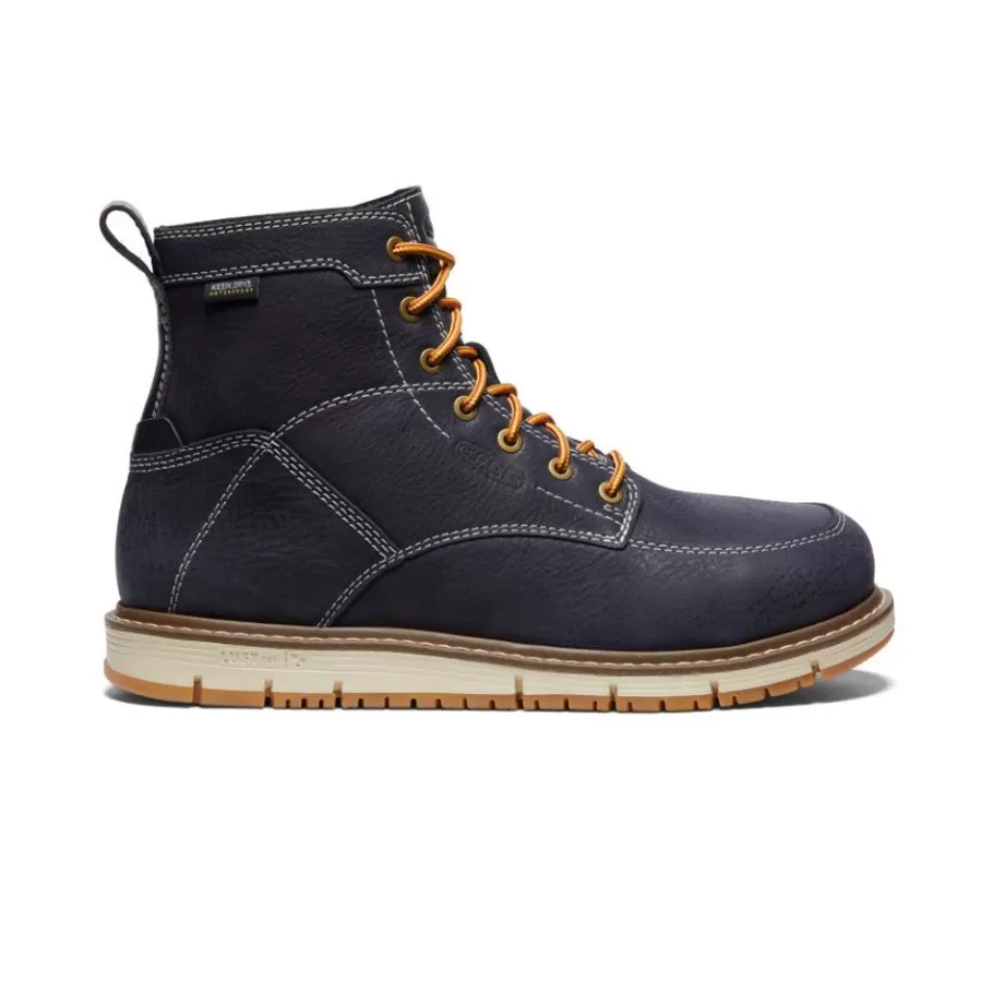 Men KEEN Work Boots & Shoes-Men'S San Jose 6" Waterproof Boot (Aluminum Toe) | Sky Captain/Star White