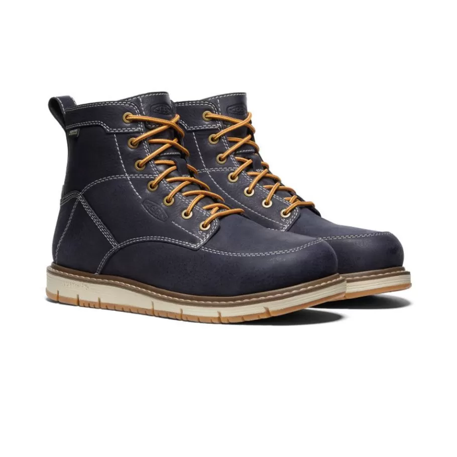 Men KEEN Work Boots & Shoes-Men'S San Jose 6" Waterproof Boot (Aluminum Toe) | Sky Captain/Star White