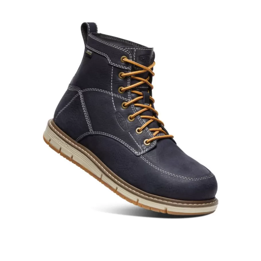 Men KEEN Work Boots & Shoes-Men'S San Jose 6" Waterproof Boot (Aluminum Toe) | Sky Captain/Star White