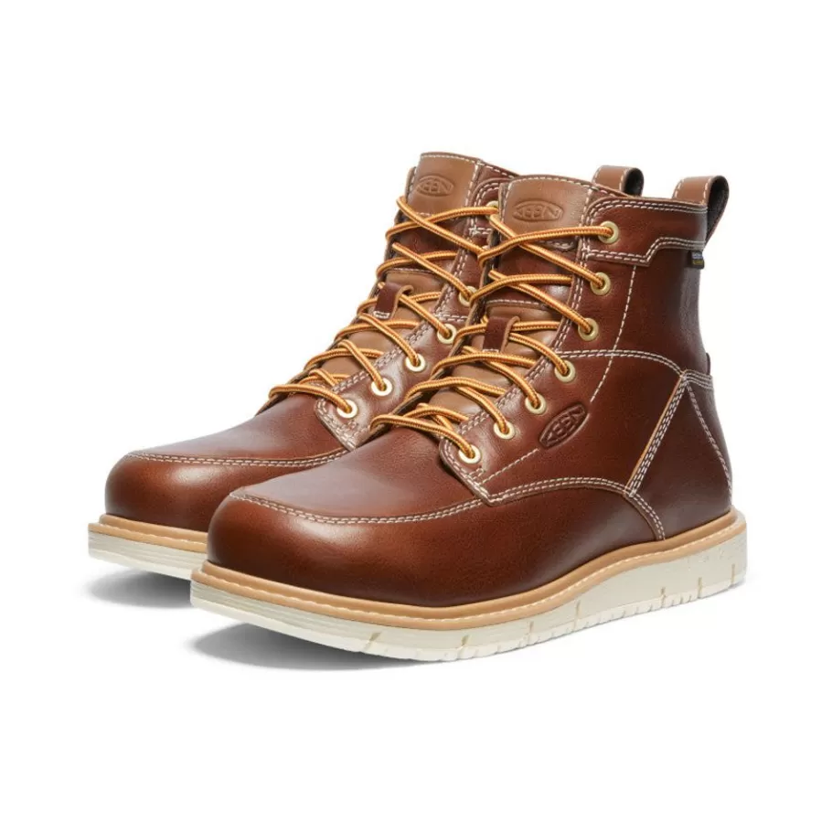 Men KEEN Work Boots & Shoes-Men'S San Jose 6" Waterproof Boot (Aluminum Toe) | Tortoise Shell/Star White