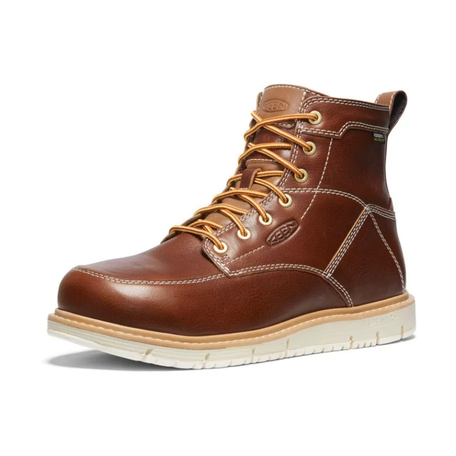 Men KEEN Work Boots & Shoes-Men'S San Jose 6" Waterproof Boot (Aluminum Toe) | Tortoise Shell/Star White