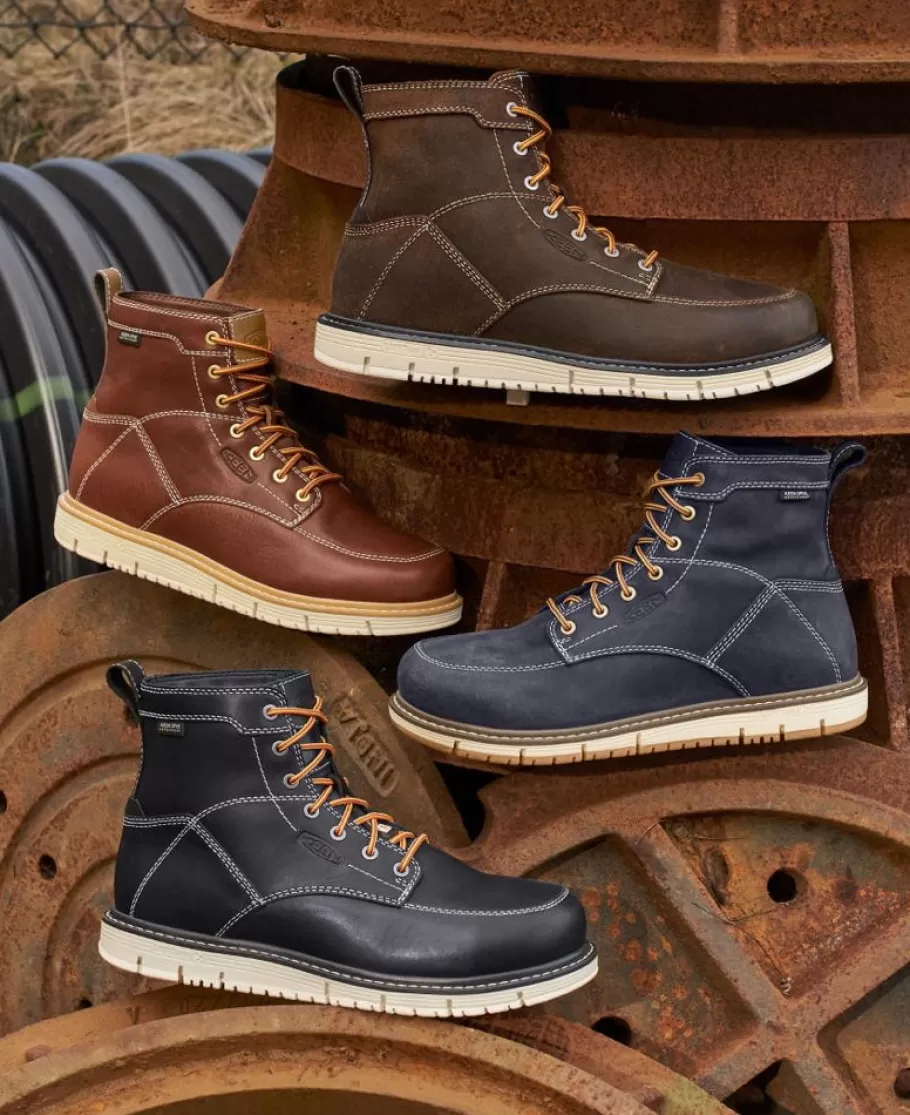 Men KEEN Work Boots & Shoes-Men'S San Jose 6" Waterproof Boot (Aluminum Toe) | Tortoise Shell/Star White