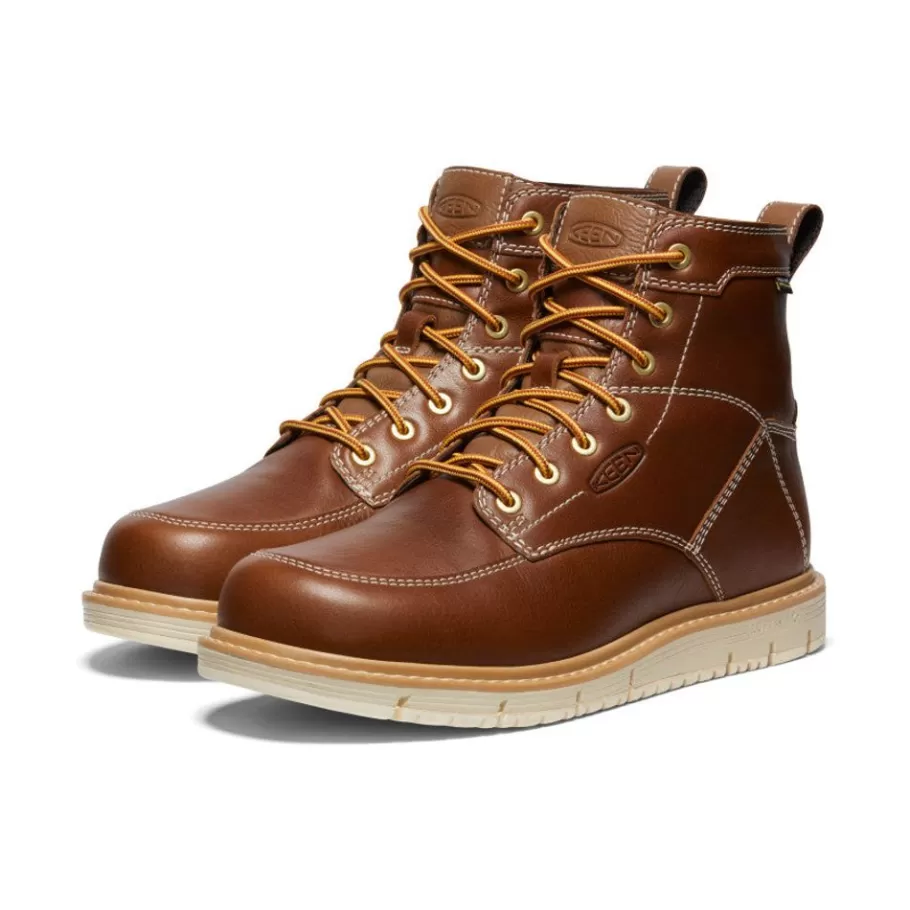Men KEEN Work Boots & Shoes-Men'S San Jose 6" Waterproof Boot (Soft Toe) | Tortoise Shell/Star White