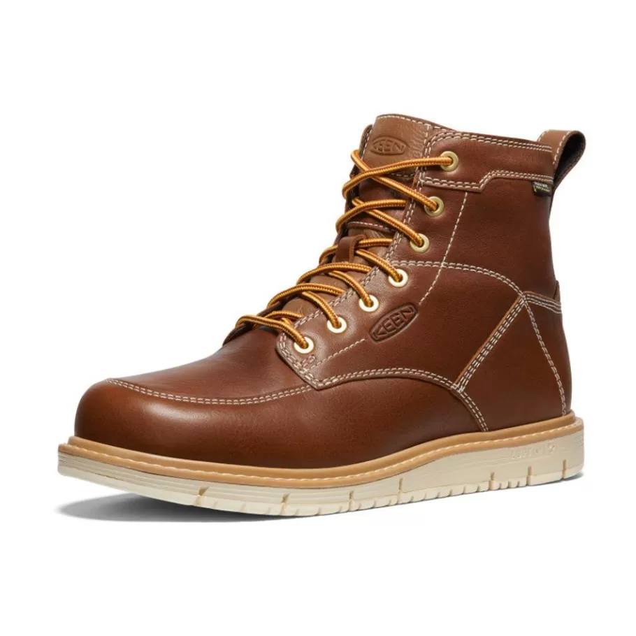 Men KEEN Work Boots & Shoes-Men'S San Jose 6" Waterproof Boot (Soft Toe) | Tortoise Shell/Star White