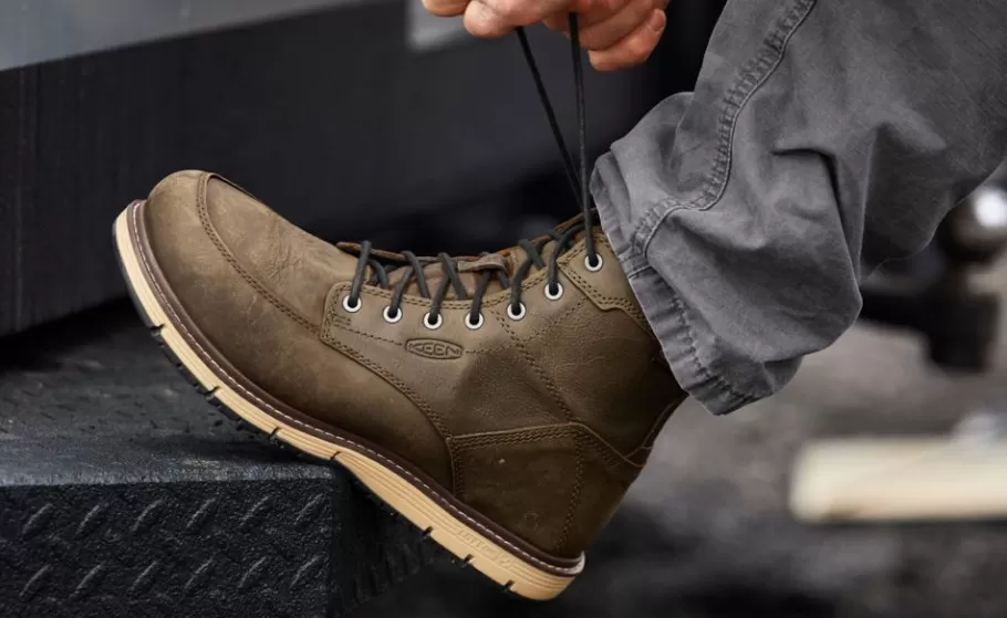 Men KEEN Work Boots & Shoes-Men'S San Jose 6" Waterproof Boot (Soft Toe) | Tortoise Shell/Star White