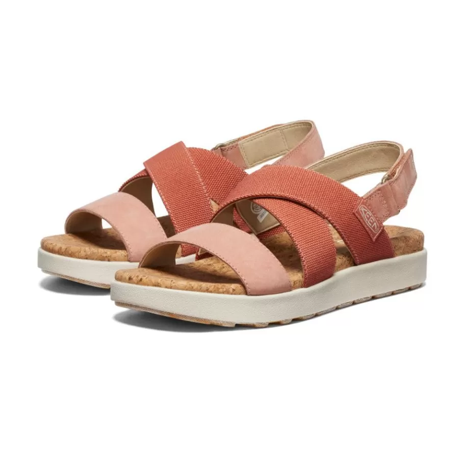Women KEEN Sandals-Women'S Elle Criss Cross Sandal | Baked Clay/Cork