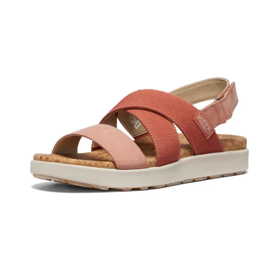 Women KEEN Sandals-Women'S Elle Criss Cross Sandal | Baked Clay/Cork