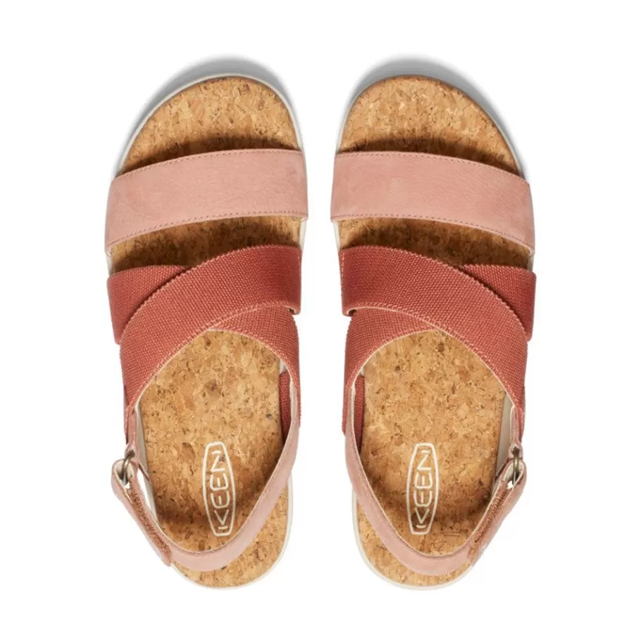 Women KEEN Sandals-Women'S Elle Criss Cross Sandal | Baked Clay/Cork